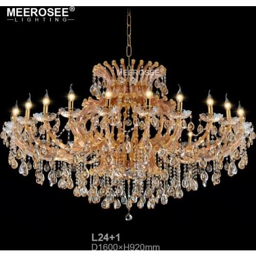 Luxurious Amber Crystal Chandelier Lighting Maria Theresa Crystal Light for Hotel Project Restaurant Lustres Luminaria Lamp