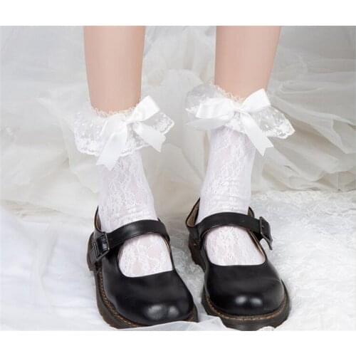Sexy Lace Floral Socks Women lolita Socks Lace Ruffle Bow Short Ankle Socks D353