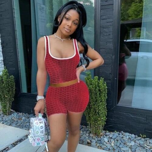 Sportswear Summer Co Ord Set Women Clothing Casual Tank Crop Top and Biker Shorts Sets Slim Bodycon Tracksuit Women 2 Piece Set