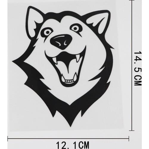 12.1CMX14.5CM Cute Husky Pets Dog Head Friend Decal Vinyl Car Sticker Black/Silver 8A-0615