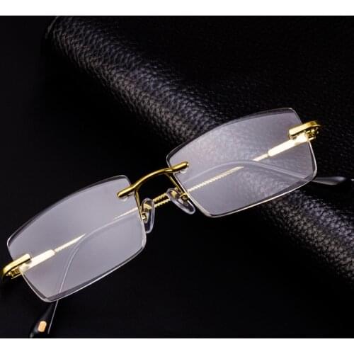 Vintage Rimless Reading Glasses Men Women Natural Crystal Stone Lens Hyperopia Presbyopia Reader Eyewear Diopter Glasses 1.5 2.5