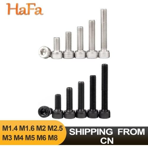 5-50PCS M1.4 M1.6 M2 M2.5 M3 M4 M5 M6 M8 Hex Allen Socket Cap Head Screw 304 Stainless Steel DIN912 Black Grade 12.9 Bolt Screws