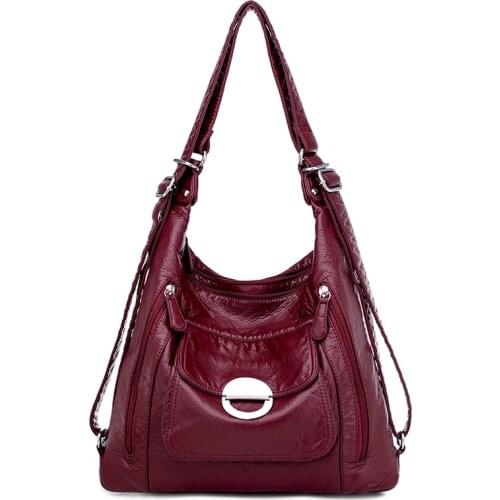 Women Travel Back Pack Feminina Hot Soft Leather Luxury Handbags Women Bags Designer Multifunction Shoulder Bags for