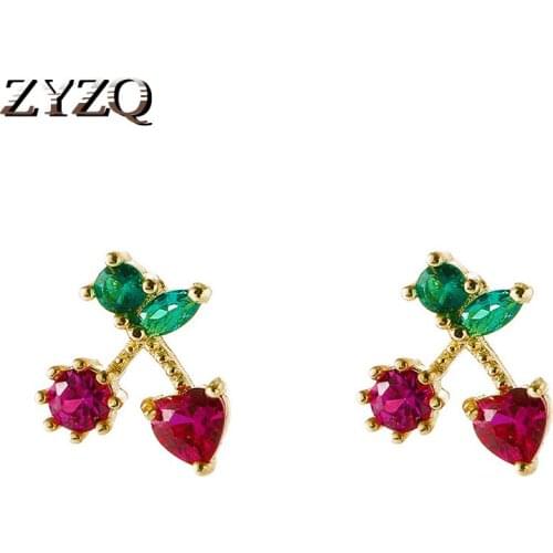 ZYZQ Delicate Ocean Series Stud Earrings for Women Trendy Fruit Micro Paved with CZ Stone Classic Animal Earring Jewelry
