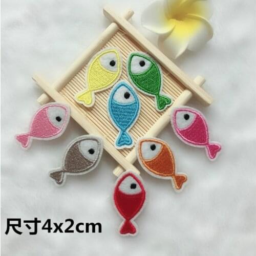 100pcs/lot Small Embroidery Patches Fish Animals Kids Clothing Accessories Applique Iron Heat Transfers Applique