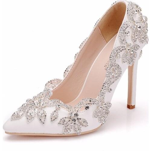 11 cm sexy pointy high heel shoes womens stiletto shoes rhinestone wedding shoes party ball pointy shoes