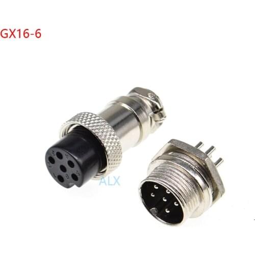2SET GX16-6 aviation plug socket Circular connector 16mm Diameter GX16 6PIN Male Female Wire Panel Connector Circular Screw Type