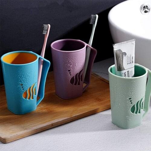 2pcsTumbler Cup Bathroom Plastic Toothbrush Holder Good Morning Toothbrush Storage Box Water Cup for Drinking Water Beverages