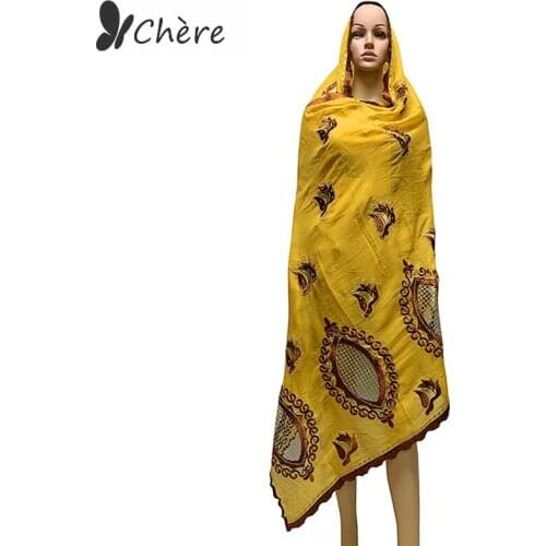 2020 African women cotton scarf, comfortable embroidered scarf shawl, 210*110cm large size fashionable headscarf，BE07