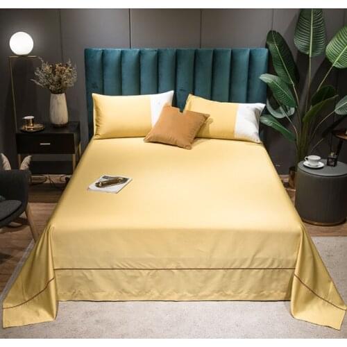 270*245cm High Quality 60s long-staple Cotton Embroidery Solid Soft Flat Sheet Oversize Bedsheet with Pillowcase For Home Hotel