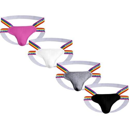 4 PCS/LOT 4 Color Fashion Underpants Men Thong Cotton Hollow Underwear U Convex For Gay Sexy Jockstrap High Quality Soft