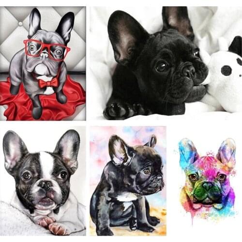 Pet Dog Animal 5D Diamond Painting French Bulldog Pomeranian Puppies Full Diamond Cross Stitch Kit DIY Diamond Embroidery Gift