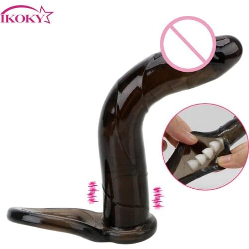 IKOKY Double Penetration Anal Butt Plug Erotic Toys Dildo Vibrator Strapon Sex Toys For Men Women Anal Plug G Spot Vibrator