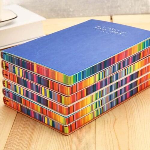 Notebook Paperback with soft cover Student Stationery diary With rainbow edge and core Notepad quality bookmark