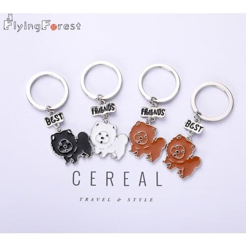 Key Ring Trendy Metal Pet Keychain Chow Chow Dog Pendant Key Chains Gift for Besy friend with High Quality