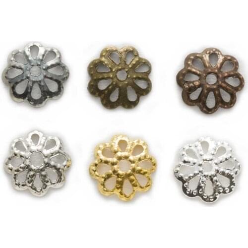 200 Piece 6 Colors Hollow Flower Spacer Beads Findings DIY Accessories Jewelry Making 7-9mm