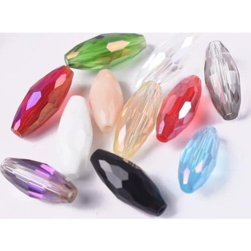 10pcs 18x8mm Oval Tube Faceted Cut Crystal Glass Loose Crafts Beads for Jewelry Making DIY