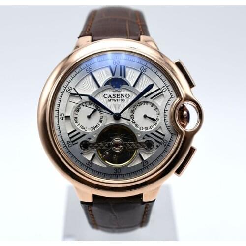 CASENO Men's Watch With Leather Strap