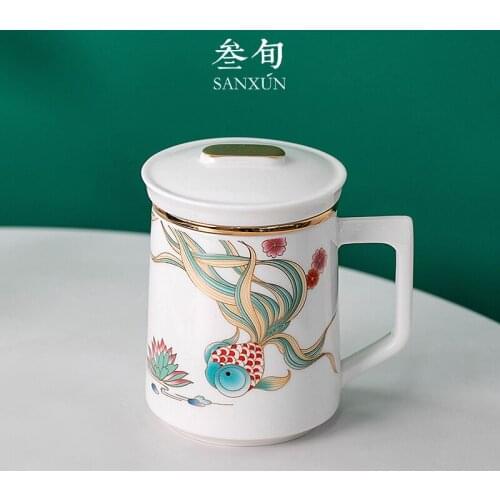 30 days palace fish Yingxi tea cup ceramic mug with cover tea separation office filter water cup personal cup