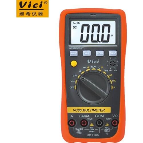 Digital Multimeter 3 1/2 Vici VC86 Auto Range DMM Temperature Meter w/NCV hFE Test & LCD Backlight