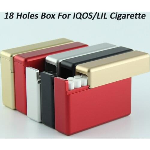 Colorful Mental Box 18 Holes Cigarette Cartridge Storage Box For IQOS Aluminum Alloy Material Case For IQOS Accessories Holder