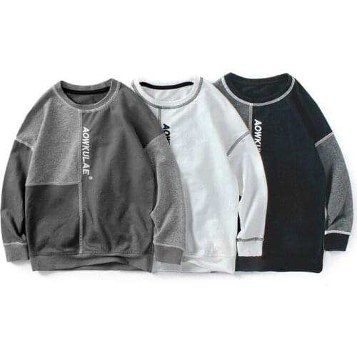 Kids Boys 3 Colors Fashion Big Children Boys Long Sleeve T Shirt Cotton O Neck Baby Kids Boys Clothing Spring Autumn Top