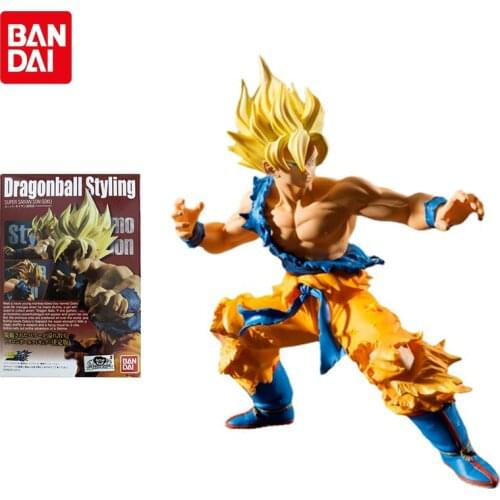 Bandai Dragon Ball Anime Figure Battle Damage Super Saiyan Goku Genuine Model Collection Decoration Peripheral Children Toys
