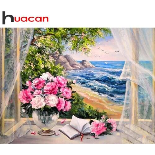 Huacan 5D DIY Diamond Painting Landscape Full Square/Round Diamonds Embroidery Flower Kits Decorations Home Gift