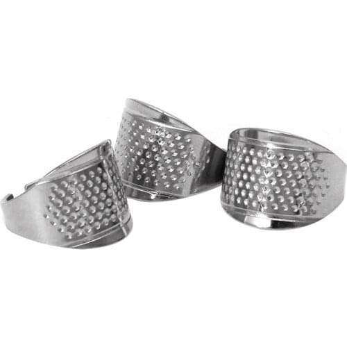 3PCS Finger Thimbles Ring Sewing Handmade Craft Tool Adjustable Size Silver