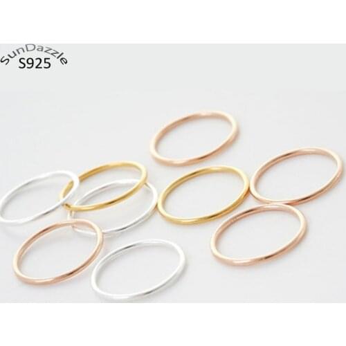 Genuine Real Pure Solid 925 Sterling Silver Rings for Women Jewelry Gold Blank Round Female Finger Ring Party Bague China Size