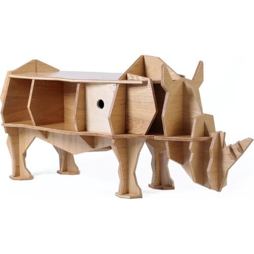 L size 3D rhino coffee table plywood furniture self-build puzzle furniture