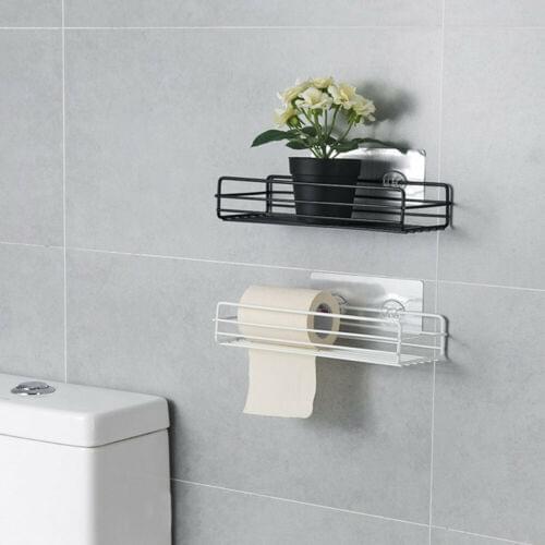 Stainless Steel Kitchen Bathroom Shower Metal Shelf Storage Suction Punch-Free Firm Basket Caddy Rack Storage Organizer