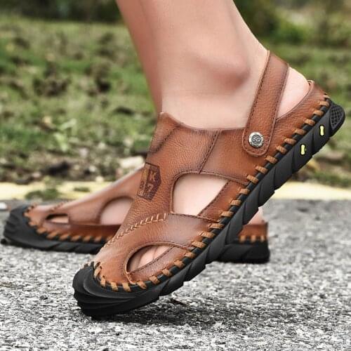 Sandale En Cuire Homme Sandalle Homme Sandel For Men Man Sandals 2019 Summer Trekking Safety Work Sandalias Sandalet