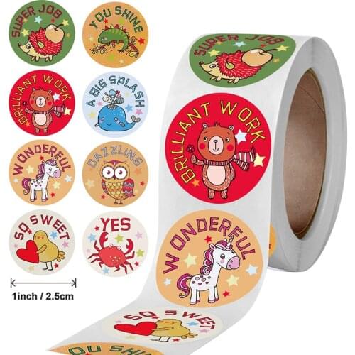 500pcs 2.5cm Cute Childrens Encourage Stickers Childrens Day Gift Packaging Decoration Label Diary Scrapbook Stickers