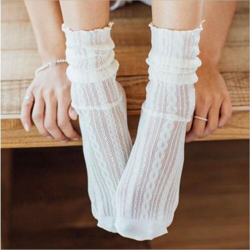 1 Pair 2021 New Spring Fashion Socks Summer Solid Hollow Out Women Soft Cute Long Socks For Women Mesh Thin Socks Woman Socks