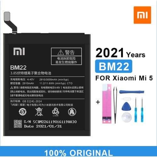 XiaoMi Original Phone Battery BM22 for Xiaomi 5 Mi 5 Mi5 M5 High Capacity Polymer Replacement Battery 3000mAh with Free Tools