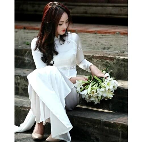 Ao Dai Vietnam Dress Flowing Skirt Aodai Dress Vietnam Clothing Vietnamese Ao Dai Long Slim Cheongsam Aozai