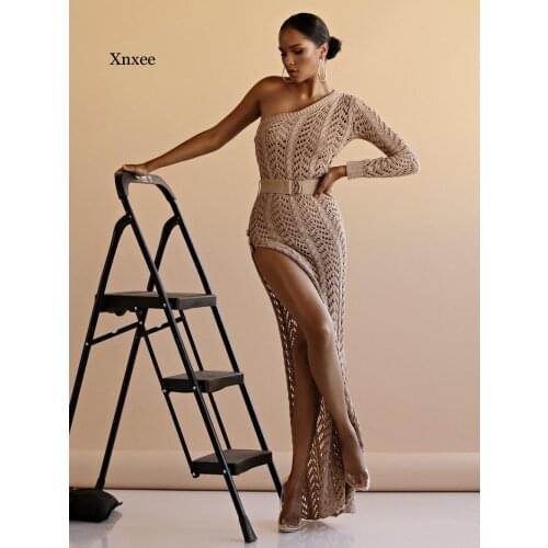 Beach Dress Women Swimming Suit Cover Up Summer Ladies' Swimwear Tong Hollow Sexy Lady Split Knitting Acrylic Dresses