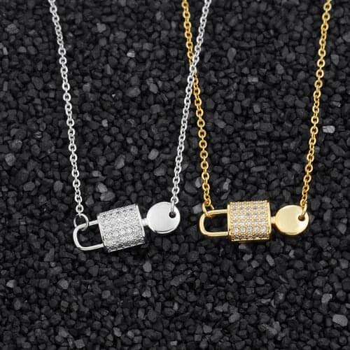 Key Lock Necklace Link Chain Padlock Zircon Pendant Necklaces For Women Men Fashion Gothic Aesthetics Jewelry Gift Wholesale