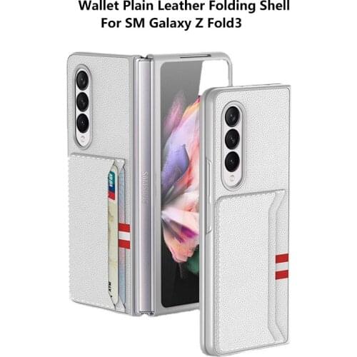 Phone Case For Samsung Galaxy Z Fold 3 5G Cover Plain Leather Fold Solid Color Card Bag Insert Card New Shockproof Fitted Fundas