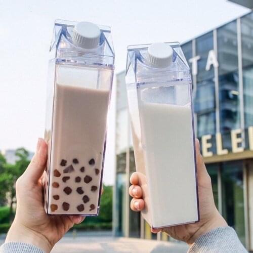 500ml Transparent Milk Water Bottle Drinkware Shaker Sports Square Milk Water Juice Bottle for Outdoor Climbing Camping Travel