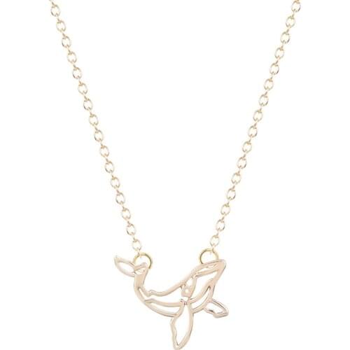 QIAMNI New Detailed Whale Cut Out Shaped Animal Necklace Unique Pendant Minimalist Jewelry Gift for Girls and Women