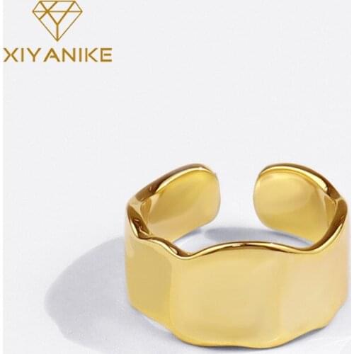 XIYANIKE 925 Sterling Silver Hot Sale New Irregular Polygon Ring Smooth Open Fashion Temperament All-match Jewelry Wholesale