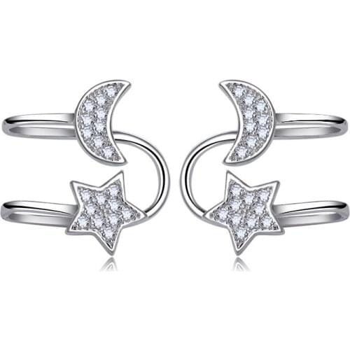 New Fashion Creative Star Moon U-shaped Cartilage Ear Clip Earring For Women Girl Crystal Zircon Temperament Accessories Jewelry