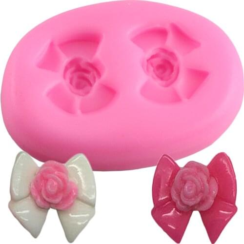 Cute Bow Silicone Mold Baby Birthday Candy Clay Fondant Cake Decorating Tools Cupcake Topper Molds Chocolate Gumpaste Moulds