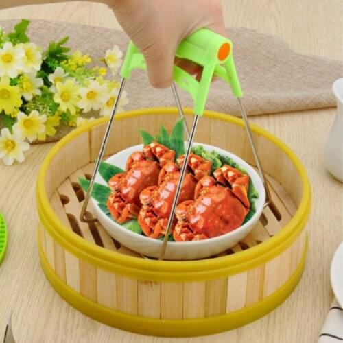 Foldable Stainless Steel Hot Bowl Clip Pot Dish Holder Steamer Insulation Plate Tong Anti-Hot Clip Kitchen Tools