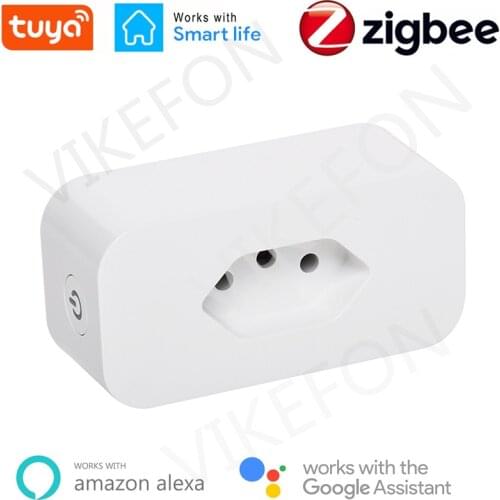 Zigbee 3.0 Smart Plug 16A Brazil Power Socket Outlet Strip Tuya Smart Home Voice Control Energy Monitor Timing For Alexa Google
