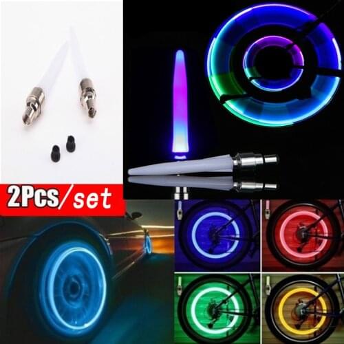 2Pcs Motion Activated Glow Bike Flashlight Car Motorcycle Tire Valve Caps Wheel Light Amazing Fantastic Bicycle Accessory LEDs