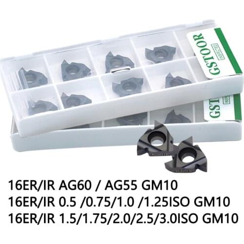 16ER AG60 10PCS 16IR 1.0/2.0/3.0 ISO Tugsten Carbide Inserts Threading Blade CNC Thread Plate Lathe Turning Tool