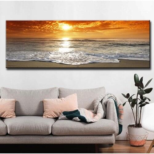 Sunsets Natural Sea Beach Landscape Posters and Prints Canvas Painting Panorama Scandinavian Wall Art Picture for Living Room